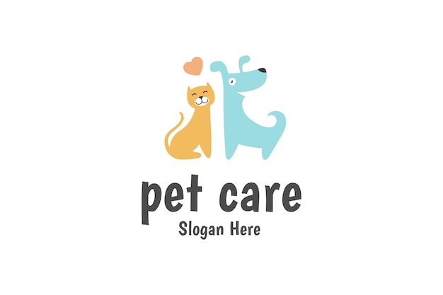 Cat and dog animal pet logo design template