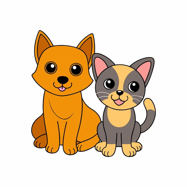 a cat and a dog are sitting next to each other