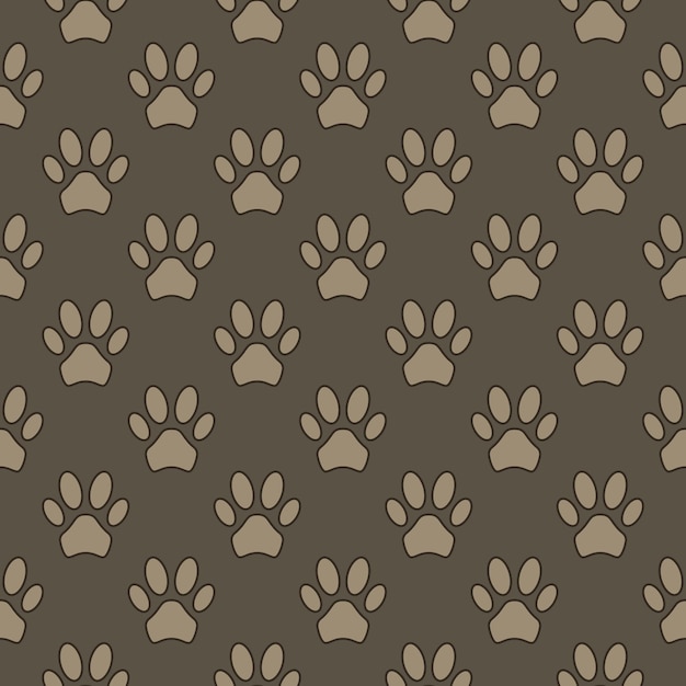 Cat or dog footprint brown seamless vector modern pattern