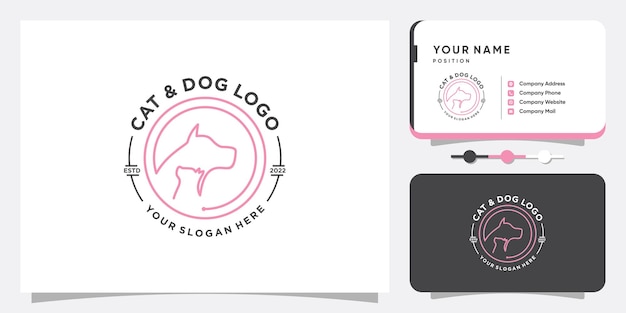 Vector cat and dog icon logo design with creative unique style premium vector