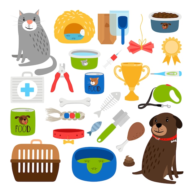 Vector cat and dog items