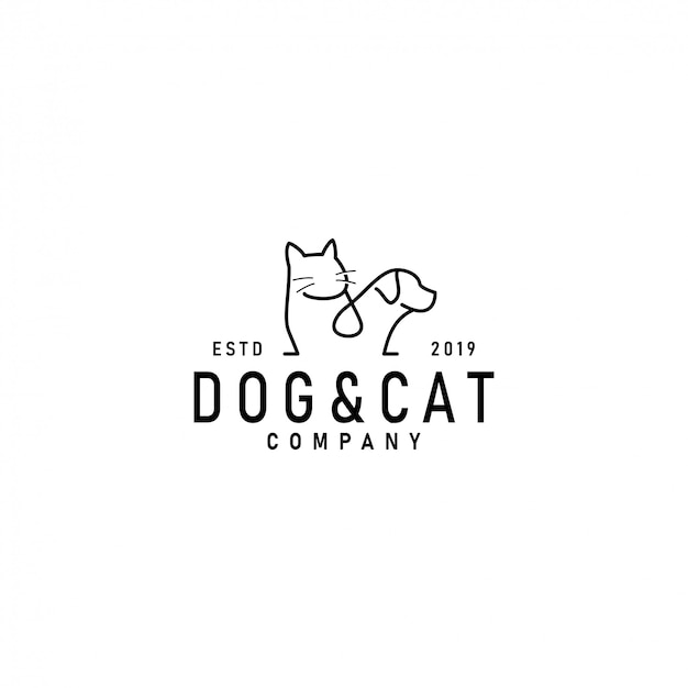 Modello di logo di cane e gatto