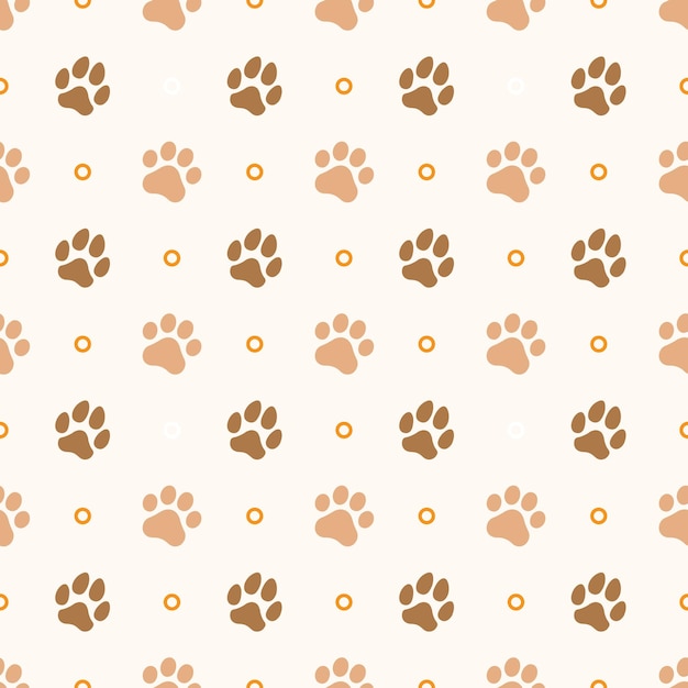 Vector cat and dog paw seamless pattern
