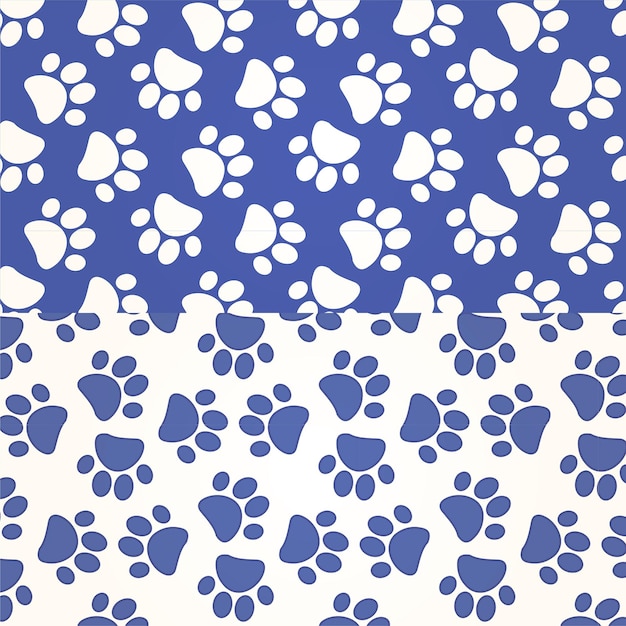 Cat and dog paws pattern bundle vector illustration art animal print background