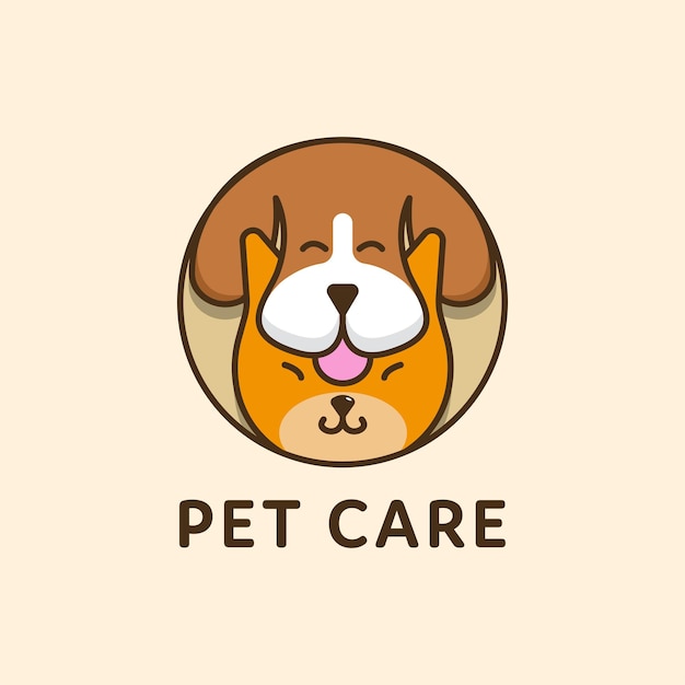 Cat and dog pet circular combination logo