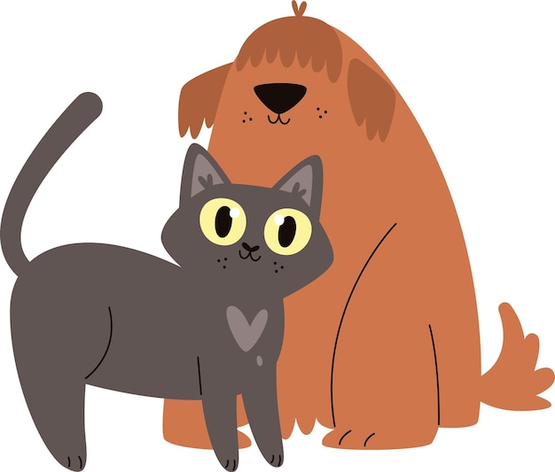 Vector cat and dog