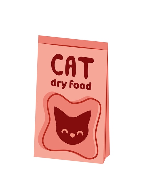 Cat dry food Little packet of cat dry food Cartoon flat