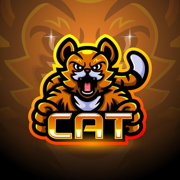 Дизайн талисмана логотипа cat esport