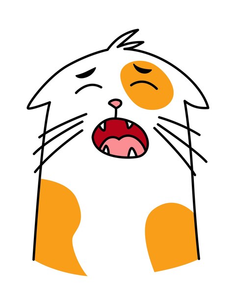 Cat expression cartoon pet with cute emotion creative emoji of home animal vector illustration of funny mood of cat with big eyes