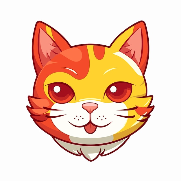 Cat face avatar flat cartoon style