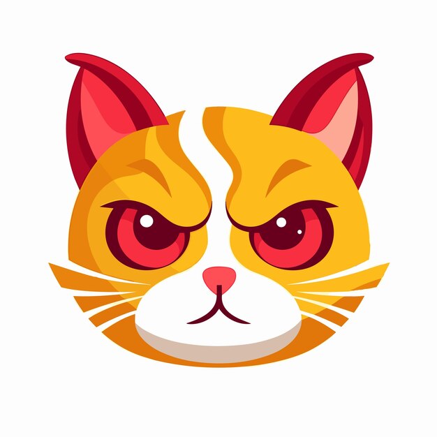 Кошачий аватар в плоском мультяшном стиле
