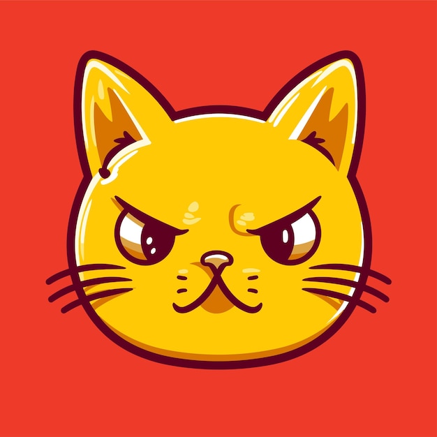 Cat face avatar flat cartoon style