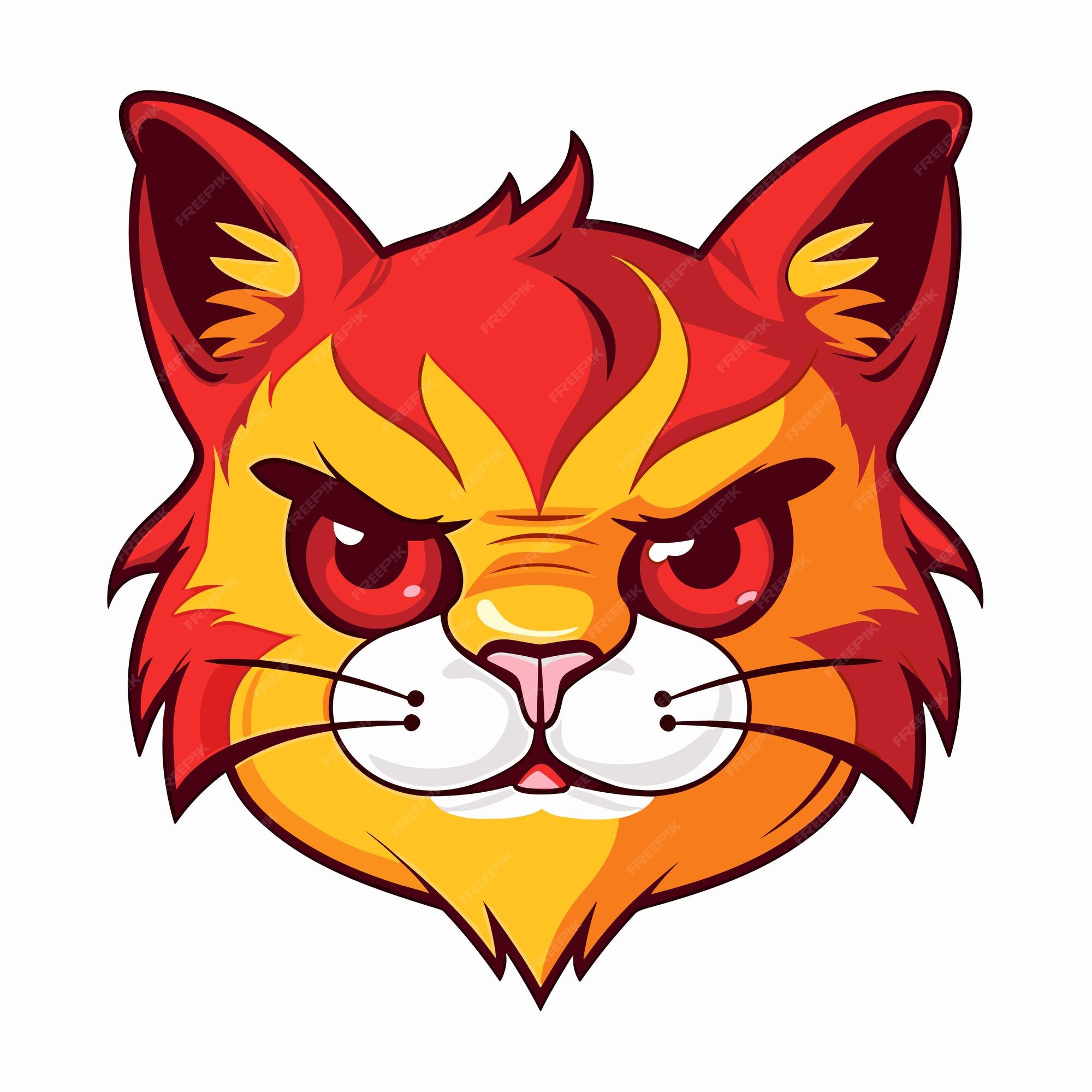 Premium Vector  Cute cat angry face cartoon mascot logo