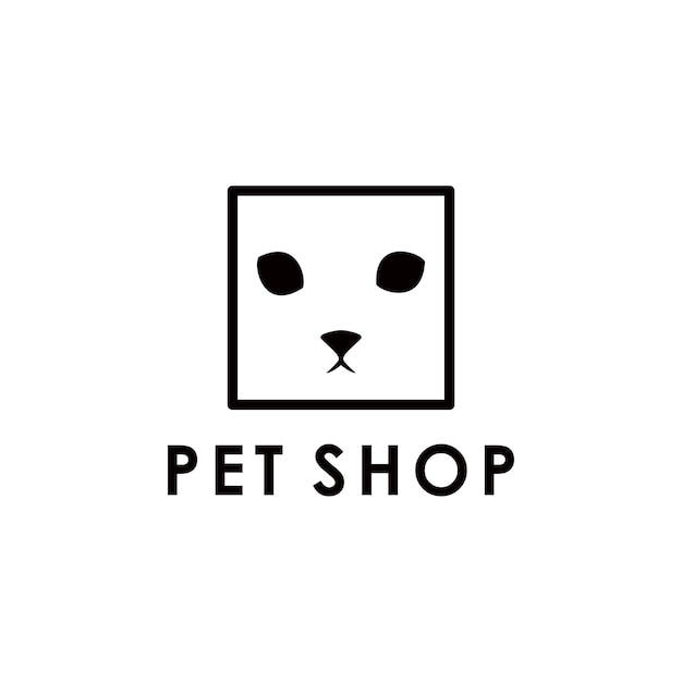 cat face in the box logo design vector