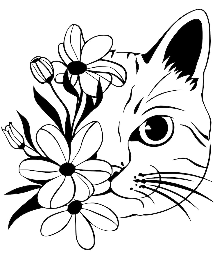 Vector 고양이 얼굴 꽃 터