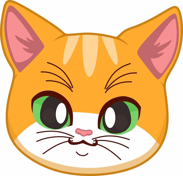 Vector cat face orange anime cartoon