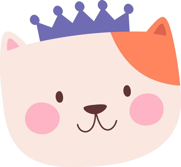 Vector cat face with crown