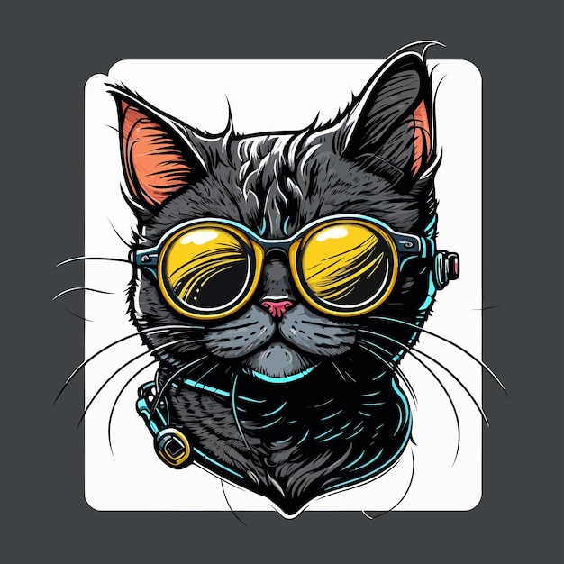 Cat Face with sunglasses artwork