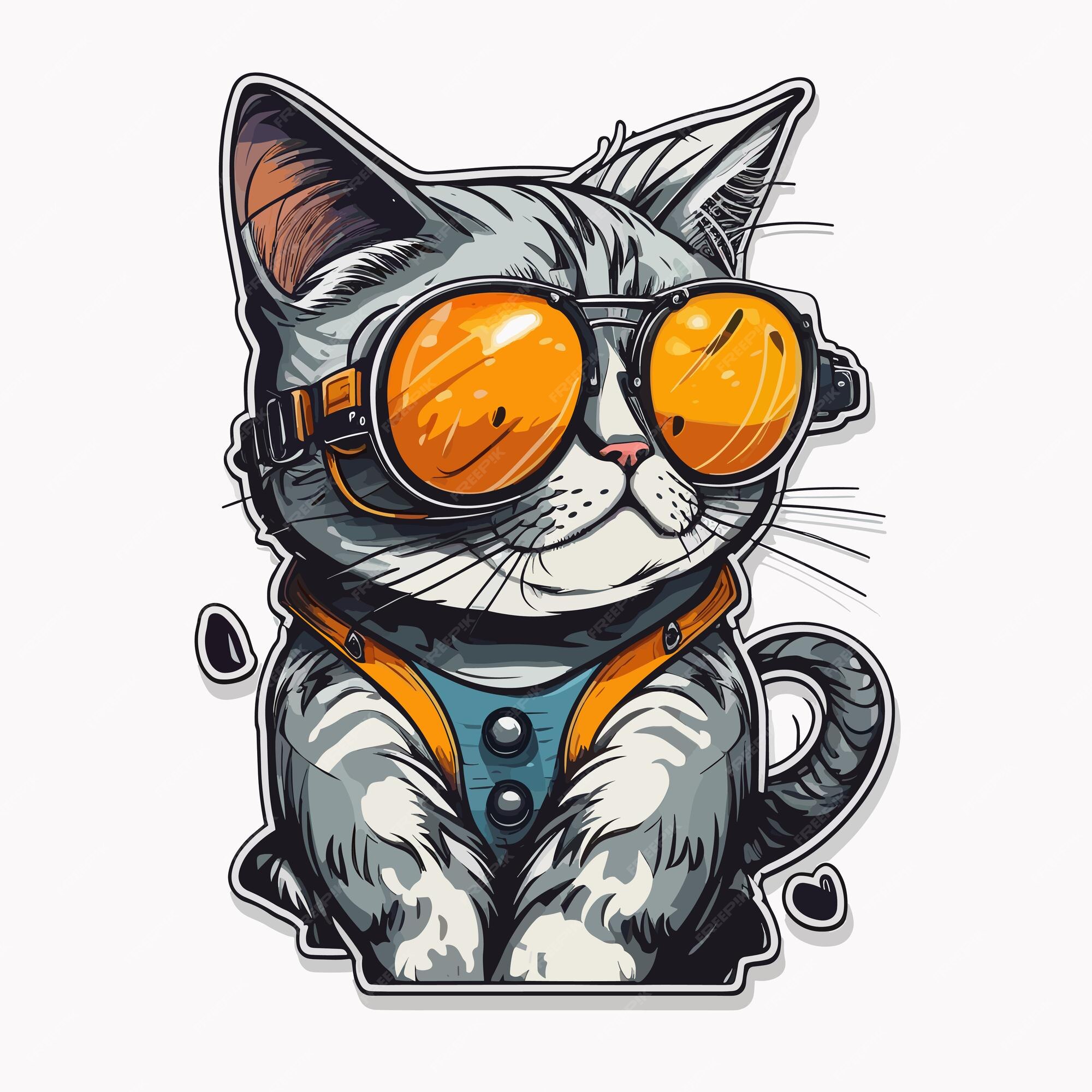 Cat with sunglasses cartoon character icon pack 21848947 Vector Art at  Vecteezy