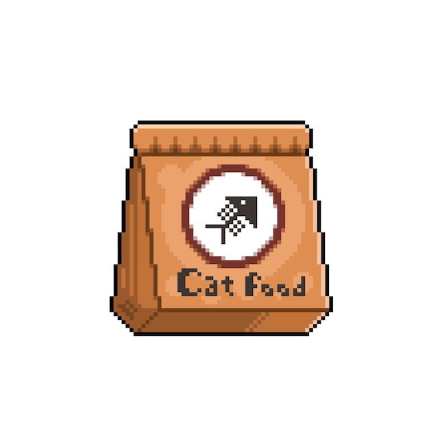 cat food pack in pixel art style