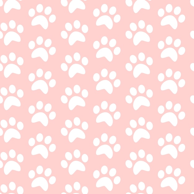 Vector cat footprints seamless pattern, cat paw pattern, cat paw pads