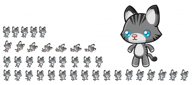 Vector cat game sprites