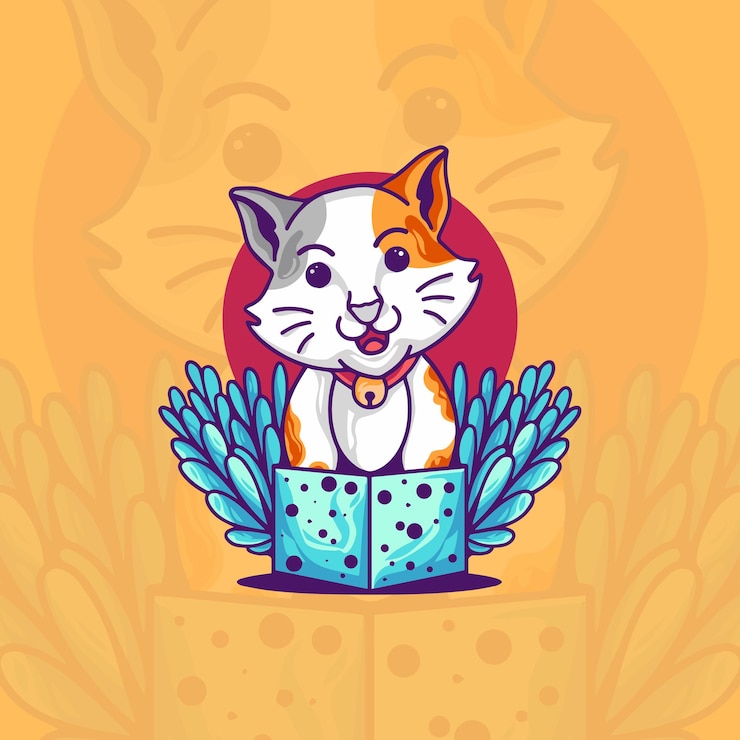 Vector cat in gift box