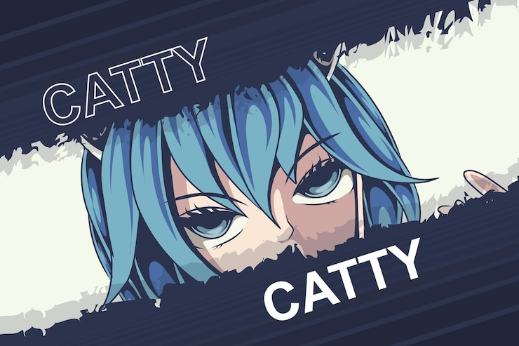 Vector 猫の女の子アニメ コミック マンガ スタイル
