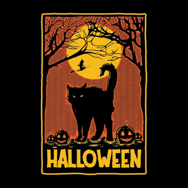 Vector cat halloween illustration