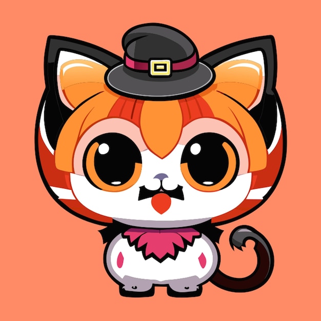 cat halloween vector illustration kawaii