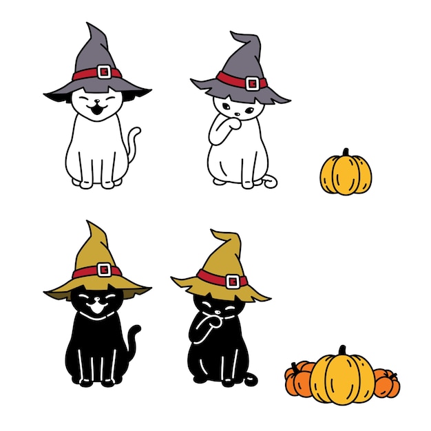 Gatto halloween cappello da strega zucca gattino cartone animato