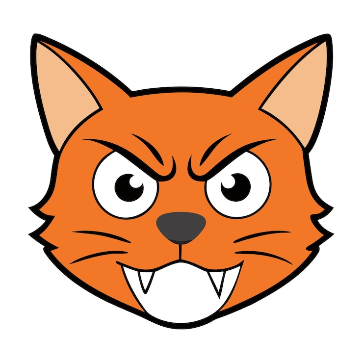 Вектор векторная иллюстрация гневной лица кошачьей головы