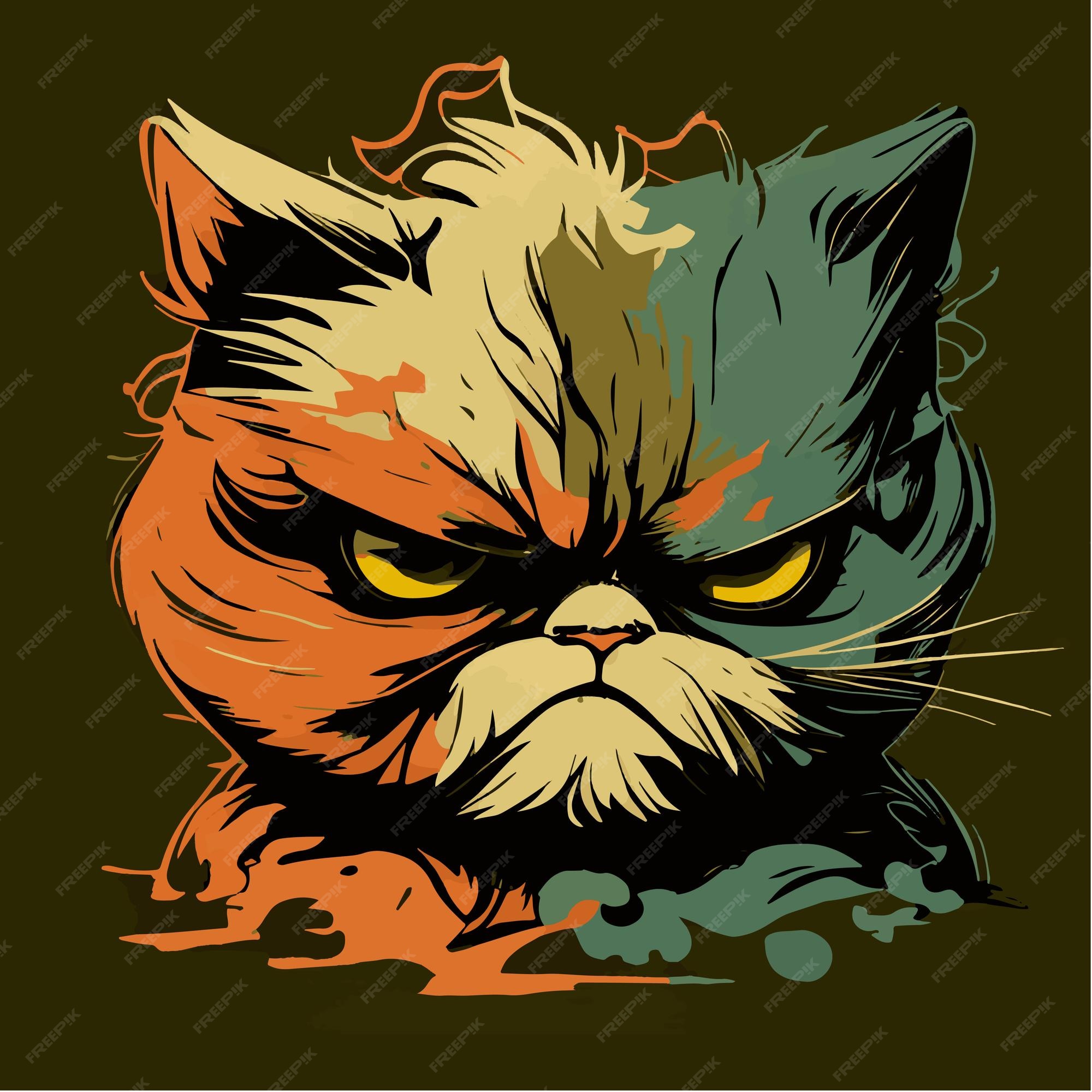 Angry Face Head Cat Vector & Photo (Free Trial)