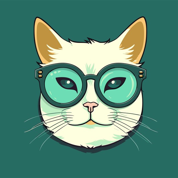 Cat head cartoon illustration on solid background