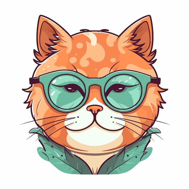 cat head cartoon illustration on solid background