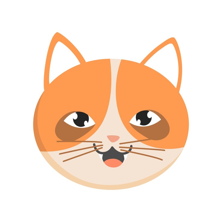 Vector cat head emoticon funny decorative drawn cat face character or avatar vector illustration of domestic pet