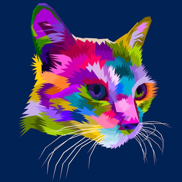 Cat head on geometric pop art style