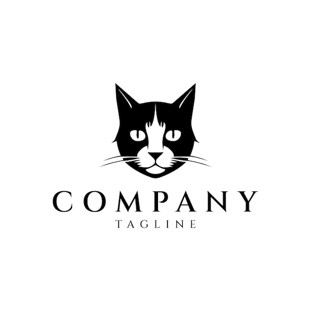 Cat head hipster vintage logo design vector illustration