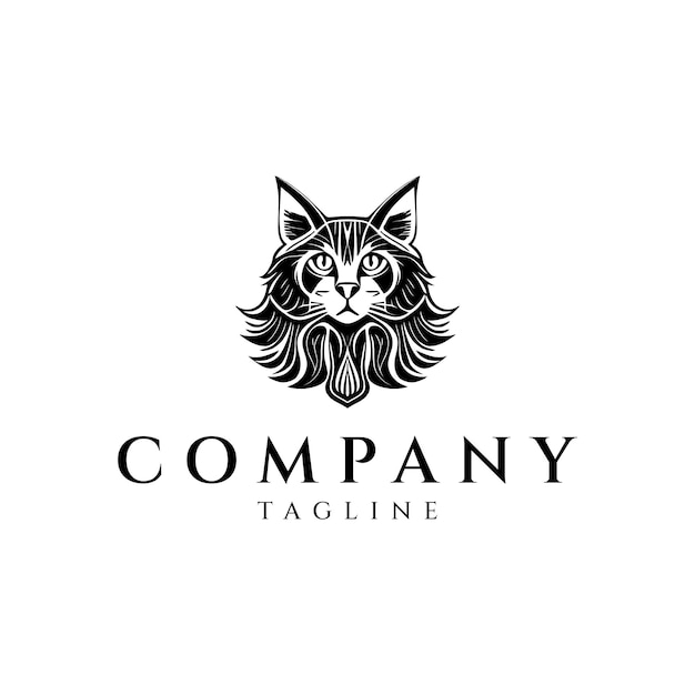 Cat head hipster vintage logo design vector illustration