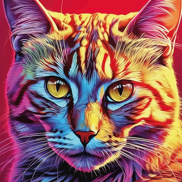 Vector cat head illustration art design digital art painting color digital digital digital painti