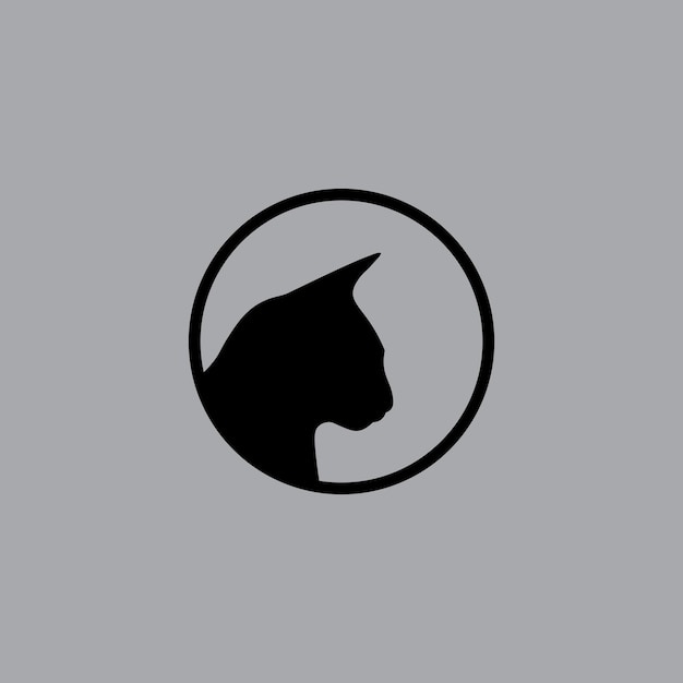 円の中の猫の頭のロゴデザイン