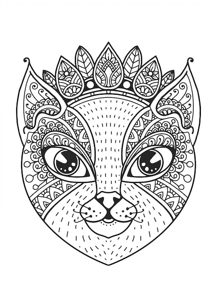 Cat head mandala coloring book.  