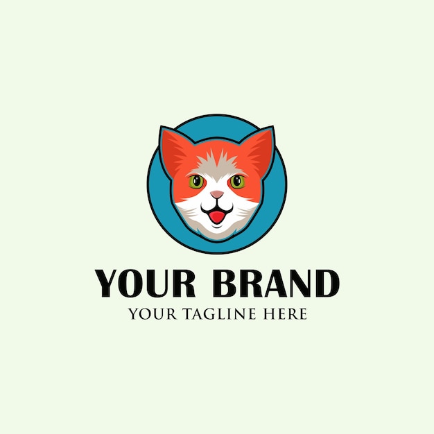 Vector cat head mascot logo illustration