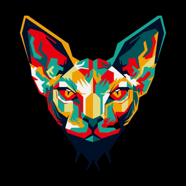 Cat Head Pop Art WPAP Design