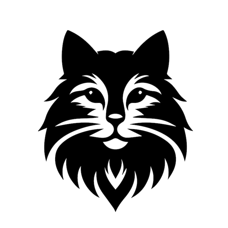 Вектор викторная иллюстрация силуэта головы кошки