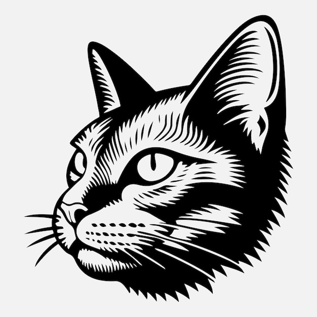 Testa di gatto illustrazione vettoriale logo cat vintage