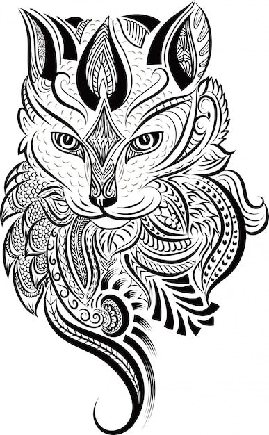 Doodle stilizzato zentangle testa di gatto