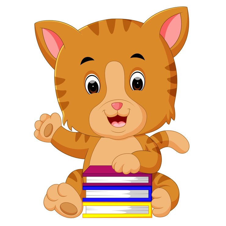 Vector cat holding book