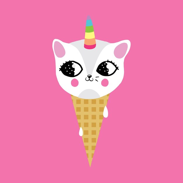 Cat ice cream pink