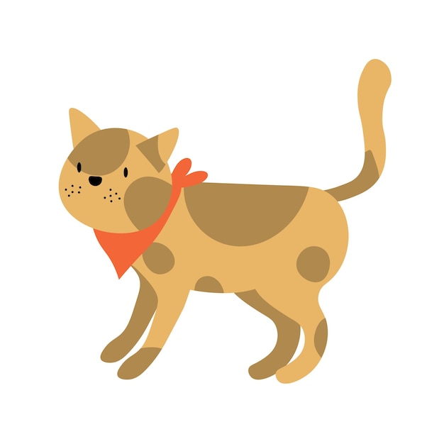 Значок кошки Симпатичный коричневый котенок В мультяшном стиле Изолированный на белом фоне Векторная плоская иллюстрация EPS
